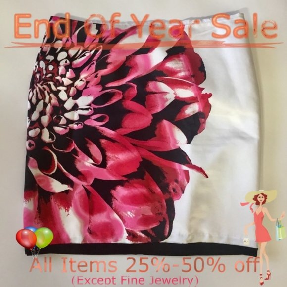 Worthington Dresses & Skirts - Worthington White with pink flower Skirt Size 14